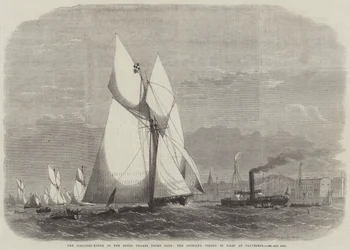 The Schooner-Match of the Royal Thames Yacht Club, the Gloriana coming in First at Gravesend